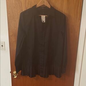 The Limited Satin Black Blouse Shirt with Pleated Hem. Size XL. New with Tag